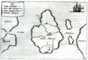 亚特兰蒂斯地图，来自&39;Mundus Subterraneus&39;，1665-68